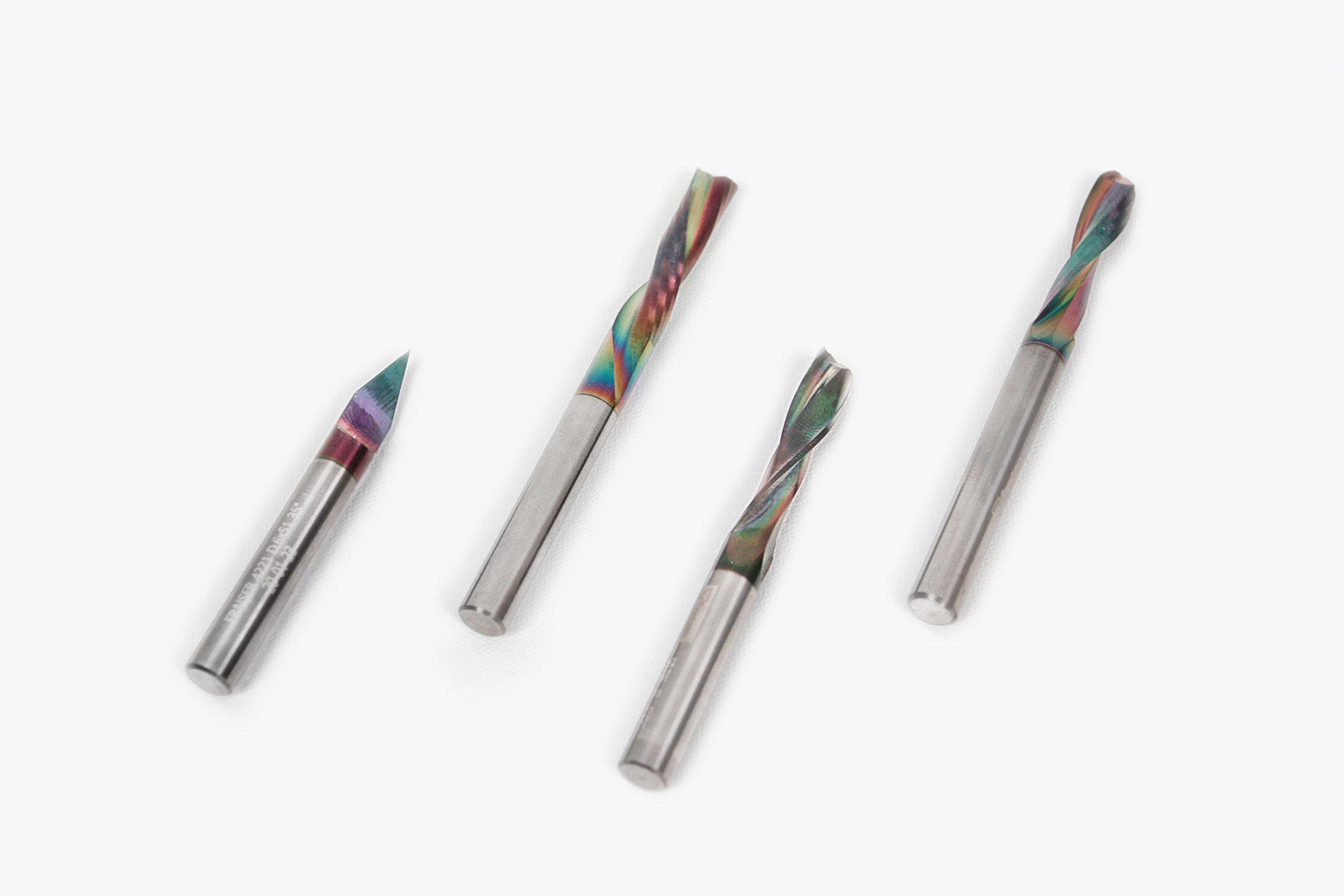 An endmills Boss complete set from fräser on a white background
