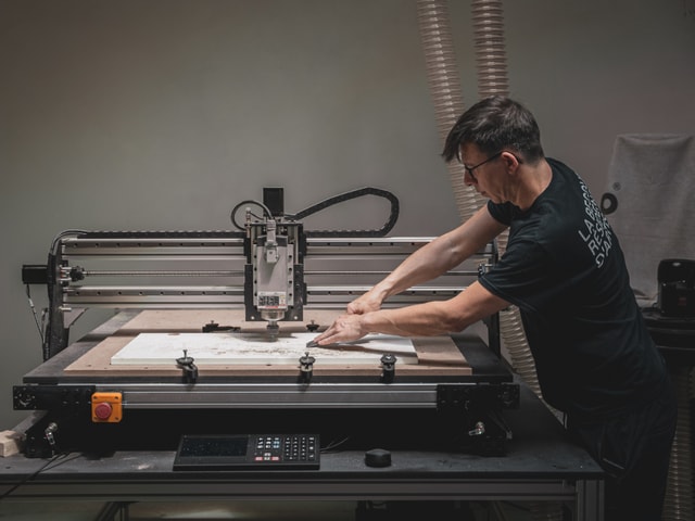 Joanie Lemercier working on a piece with the Mekanika Pro CNC machine