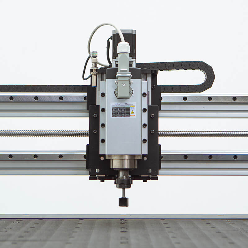 Frontview close up on the vfd spindle of a Mekanika Pro