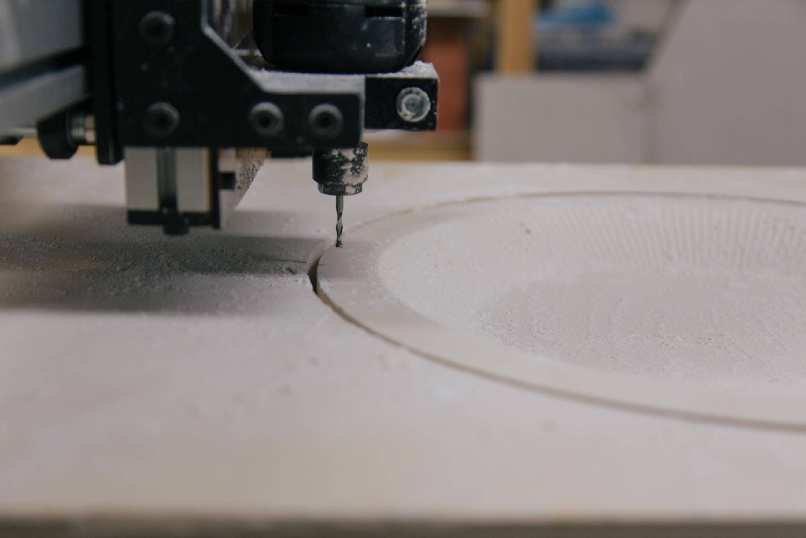 CNC machine cutting plaster